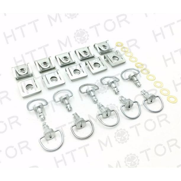 CaliBikerClub Black Chrome Race Fasteners 1/4 Turn Quick Release 6 Pack Dzus Panex D-Ring Length 17mm CaliBikerClub Black Chrome Race Fasteners 1/4 Turn Quick Release 6 Pack Dzus Panex D-Ring Length 17mm